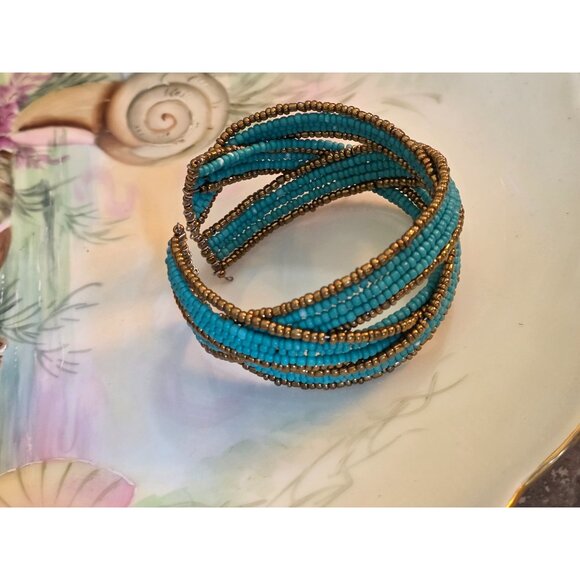 Southwestern Style Native American‎ & Bronze Beaded Bracelet Adjustable - Picture 3 of 5